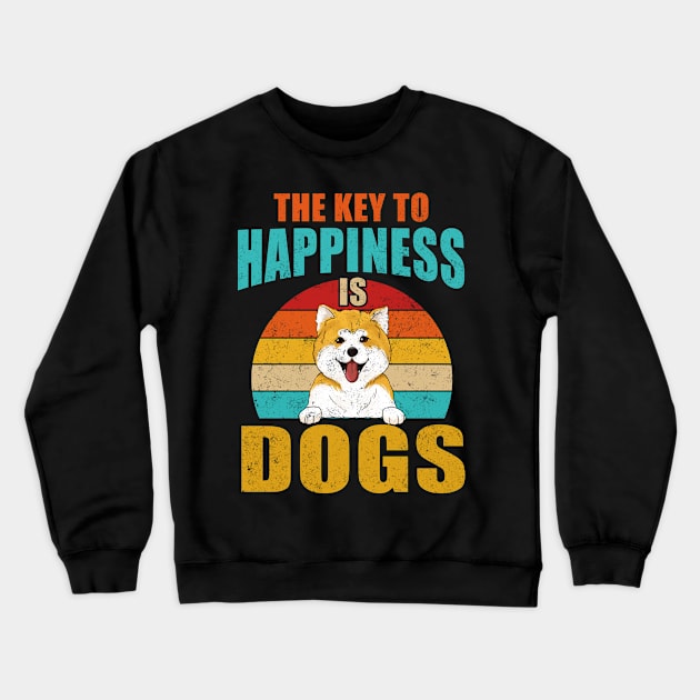 The Key to Happiness is Dogs, Funny New Dog Parent Quote Pun Crewneck Sweatshirt by Jason Smith